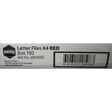 Marbig Letter Files A4 PP Red (PK 100)