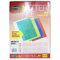 Marbig Letter Files A4 PP Yellow (PK 100)