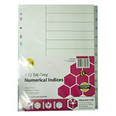 Poly Prop Grey Dividers A4 12 Tab (EA)