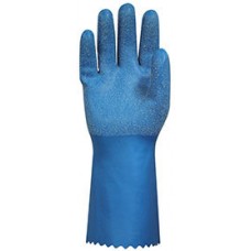 Bastion Sm Cotton Lined Hycare Blue Rubber Glove PK 12