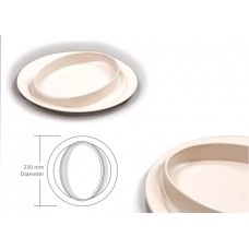 Round Plate w Oval Feeder Rim Mushroom PK 10