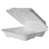 Detpack 3 Comp Sugarcane Clamshell White 9x9x3inch CT 200