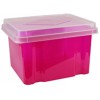 Italplast File Storage Box Clear Lid n Tint Pink Base EA