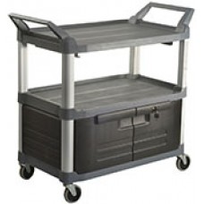 Trust Utility Service Cart 2 Lockable Doors Black EA