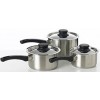 Saucepan SS Set 3 Pce Black Handle EA