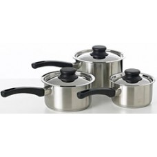 Saucepan SS Set 3 Pce Black Handle EA