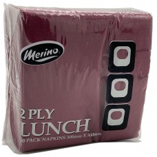 Merino Luncheon Napkin 2Ply Wine Red - Pkt 100 (PK 100)
