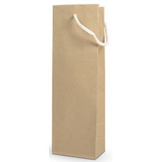 Wine Bottle Bag Natural Single w Rope Handles CT 100