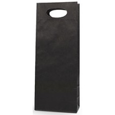 Wine Bottle Bag Black Double w Die Cut Handles CT 120