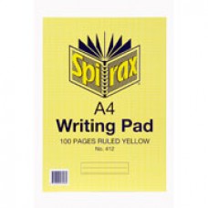Spirax 412 A4 Writing Pad Ruled Yellow Bond 100Pg (EA)