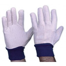 Cotton Drill Glove Mens with Blue Knitted Wrist PR