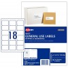 23163 Avery Labels A4 L7161GU 18 Labels per sheet PK 100