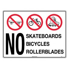 Sign NO Skateboards Bicycles Rollerblade 600x450 Metal EA