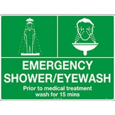 Sign Emergency Shower and Eyewash Metal 600x450mm EA