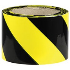 Barrier Tape Black and Yellow 75mm x 100m EA