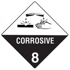 Sign Corrosive 8 Sticker 100x100mm Self Add Roll 250 EA