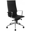 YSD Office Chair Milan High Back Leather BLK Chrome Base EA