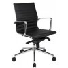 YSD Office Chair Milan Med Back Leather BLK Chrome Base EA