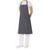 Chefs Bib Apron Woven Navy & White Stripe Semi Circle Pocket (EA)