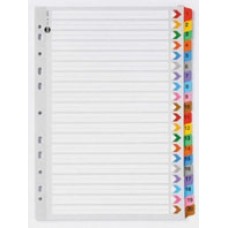 Marbig Reinforced Plastic 1 - 20 Tab Coloured Dividers (EA)