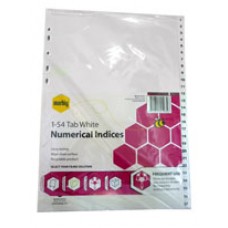 Numerical Indices PP A4 1-54 White (EA)