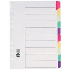 Fluro Dividers A4 10 Tab Reinforced Board (EA)