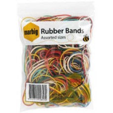 Marbig Rubber Bands Assorted Colours and Sizes (100 g)