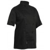 Prochef Chef Jacket Black Med PC Short Slv (EA)