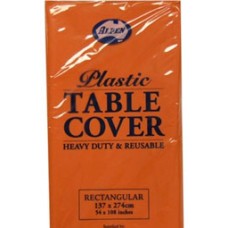 Table Cover Rect Plastic Orange 137x274cm (EA)