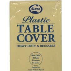 Table Cover Round Plastic Ivory Cream 213cm (EA)