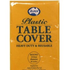 Table Cover Round Plastic Yellow 213cm (EA)