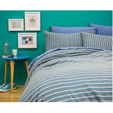 DB Capri Blue Striped Printed Quilt Cover ST