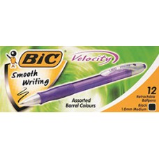 Bic Velocity Retractable Ball Pens Black PK 12