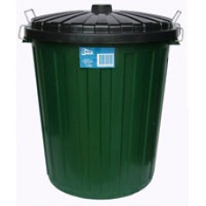 Plastic Garbage Bin w Lid 55L Green (EA)