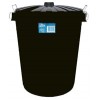 Plastic Garbage Bin w Lid 55L Black (EA)