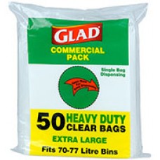 Glad HD 75Ltr Clear Garbags Pkt 50 (PK 50)