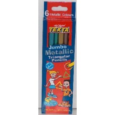 Texta Metallic Triangular Colour Pencils Jumbo (PK 6)