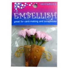 Embellishments  Vase Flowers Gold Pink (EA)