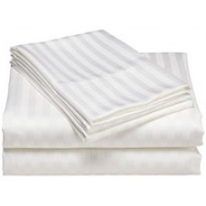 SB Sheet White 4mm Stripe Flat Poly Cotton 50/50 180x300cm 160gsm EA