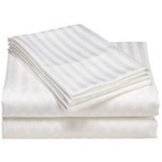 SB Sheet White 10mm Stripe Flat Poly Cotton 50/50 180x300cm 160gsm EA