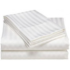 QB Sheet White 30mm Stripe Flat Poly Cotton 50/50 180x300cm 160gsm EA