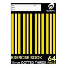 140762 Olympic Dotted Thirds Exercise Book 14mm Ruled 64pg EA