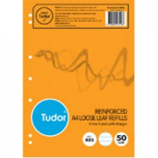 Tudor Reinf Loose Leaf Refills Ruled 8mm A4 Pk50 (PK 50)