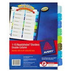 Avery Readyindex Doube Dividers A4 PP 1-15 (EA)