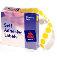 Avery Label Self Adhesive Yellow 14mm Dots  (PK 1050)