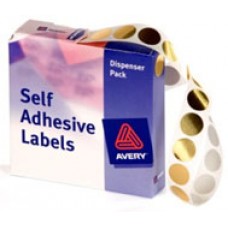 Avery Label Self Adhesive Gold 14mm Dots  (PK 500)