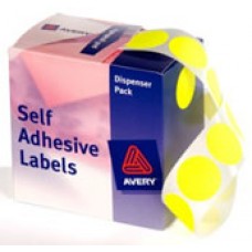 Avery Label Self Adhesive Fluoro Yellow 24mm Dots  (BX 350)