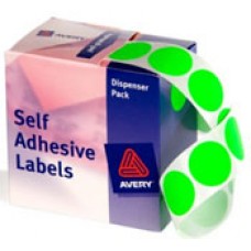 Avery Label Self Adhesive Fluoro Green 24mm Dots  (BX 350)