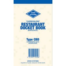 Zion Restaurant Docket Book CBD C/Less (EA)