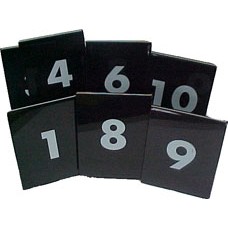 Table Number Set 1 to 10 White on Black (ST)